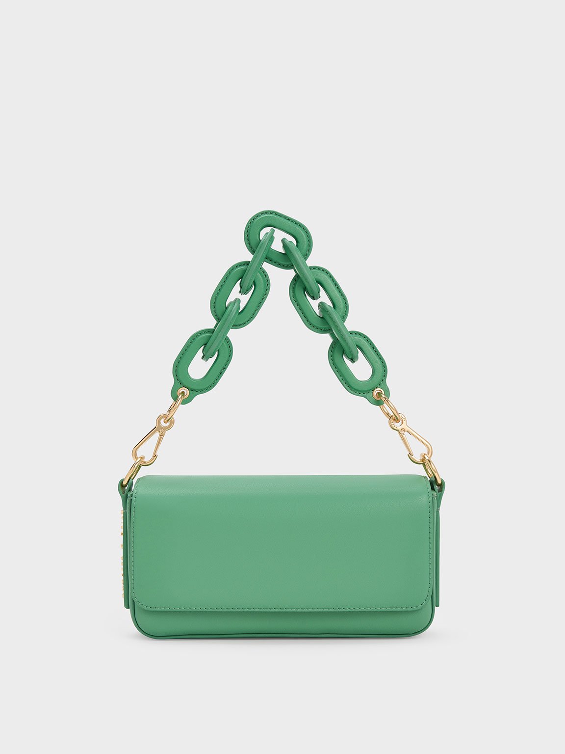 Charles & Keith Catena Front Flap Bag In Green