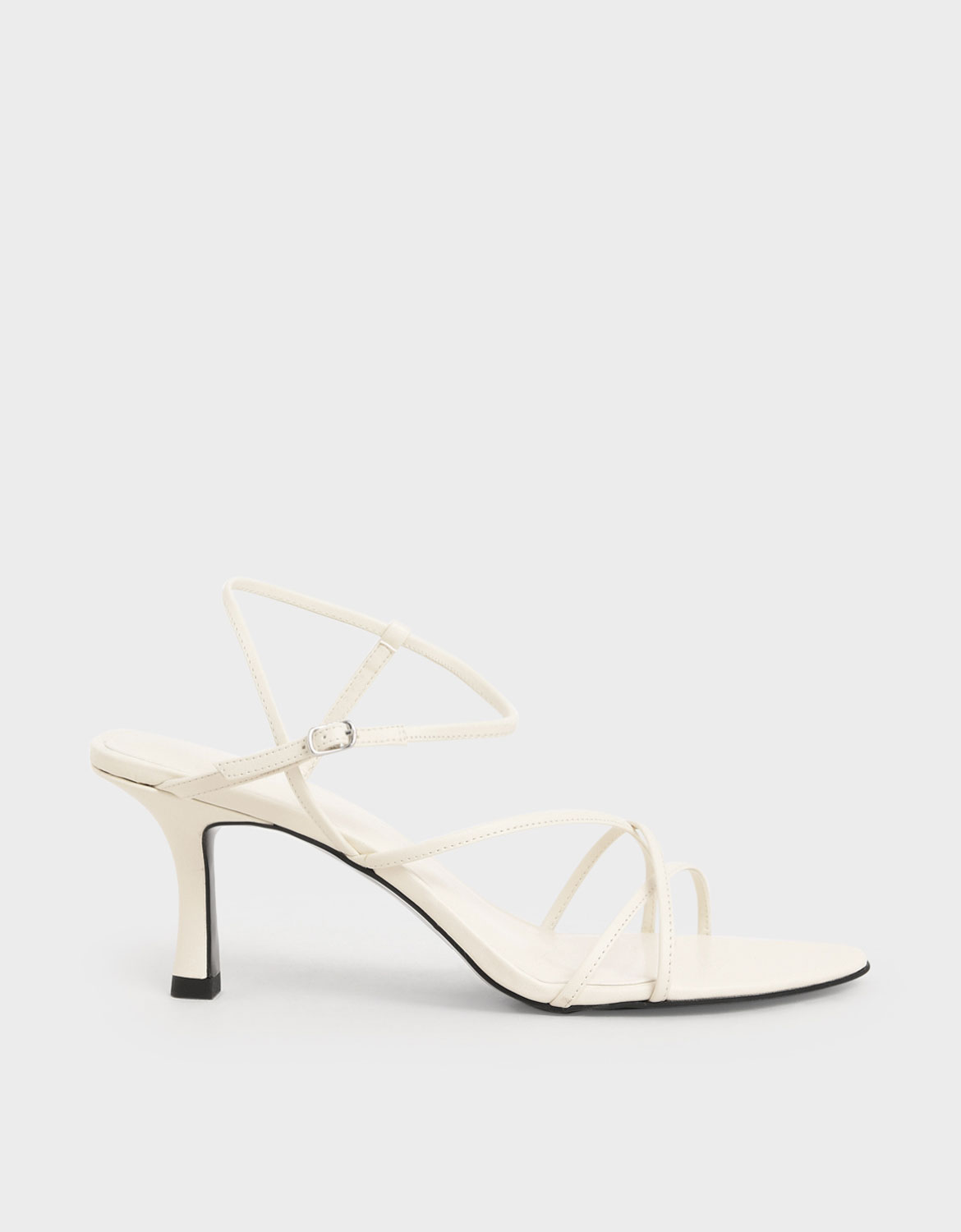 

Strappy Sculptural Heel Sandals, Chalk