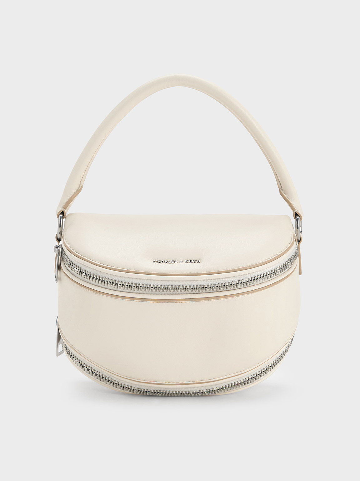 Cream Saskia Multi-Zip Crossbody Bag - CHARLES & KEITH UK