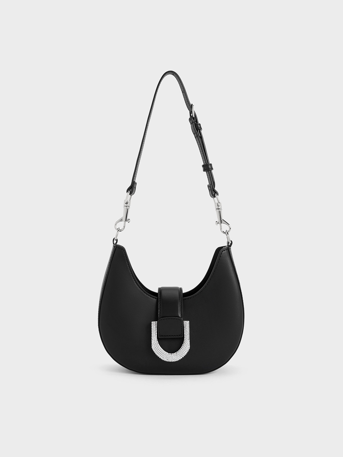 Gabine Leather Crystal-Embellished Hobo Bag