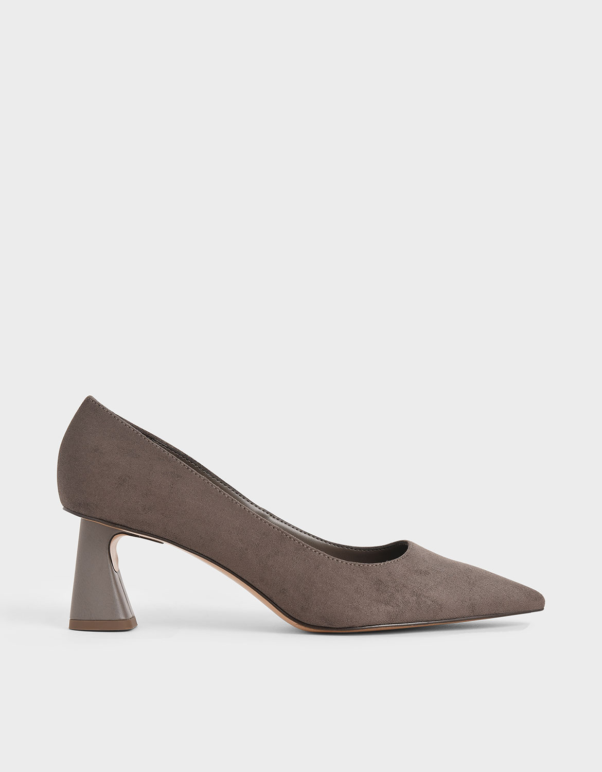 

Textured Sculptural Heel Pumps, Taupe