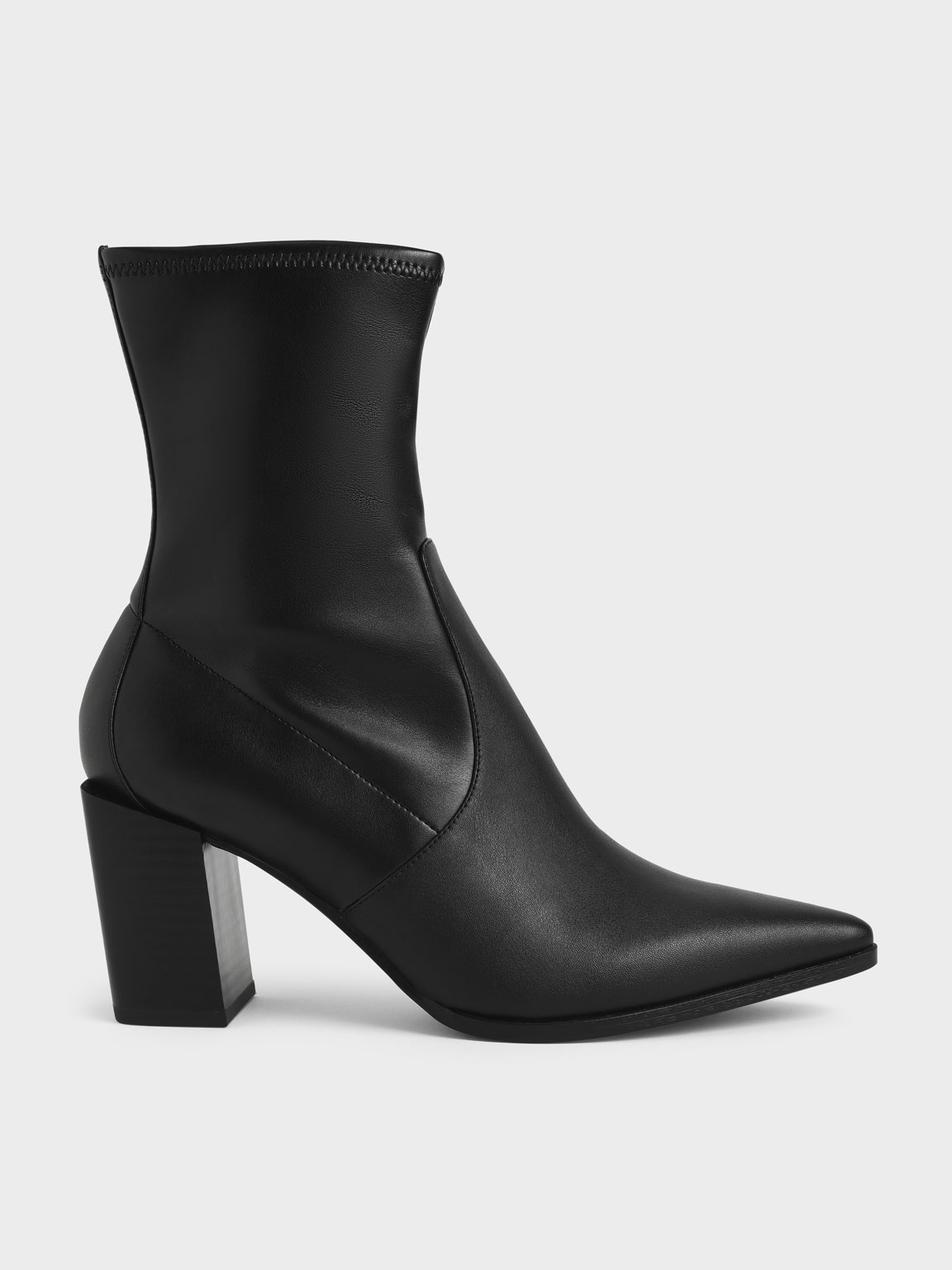 

Slanted Block Heel Ankle Boots, Black