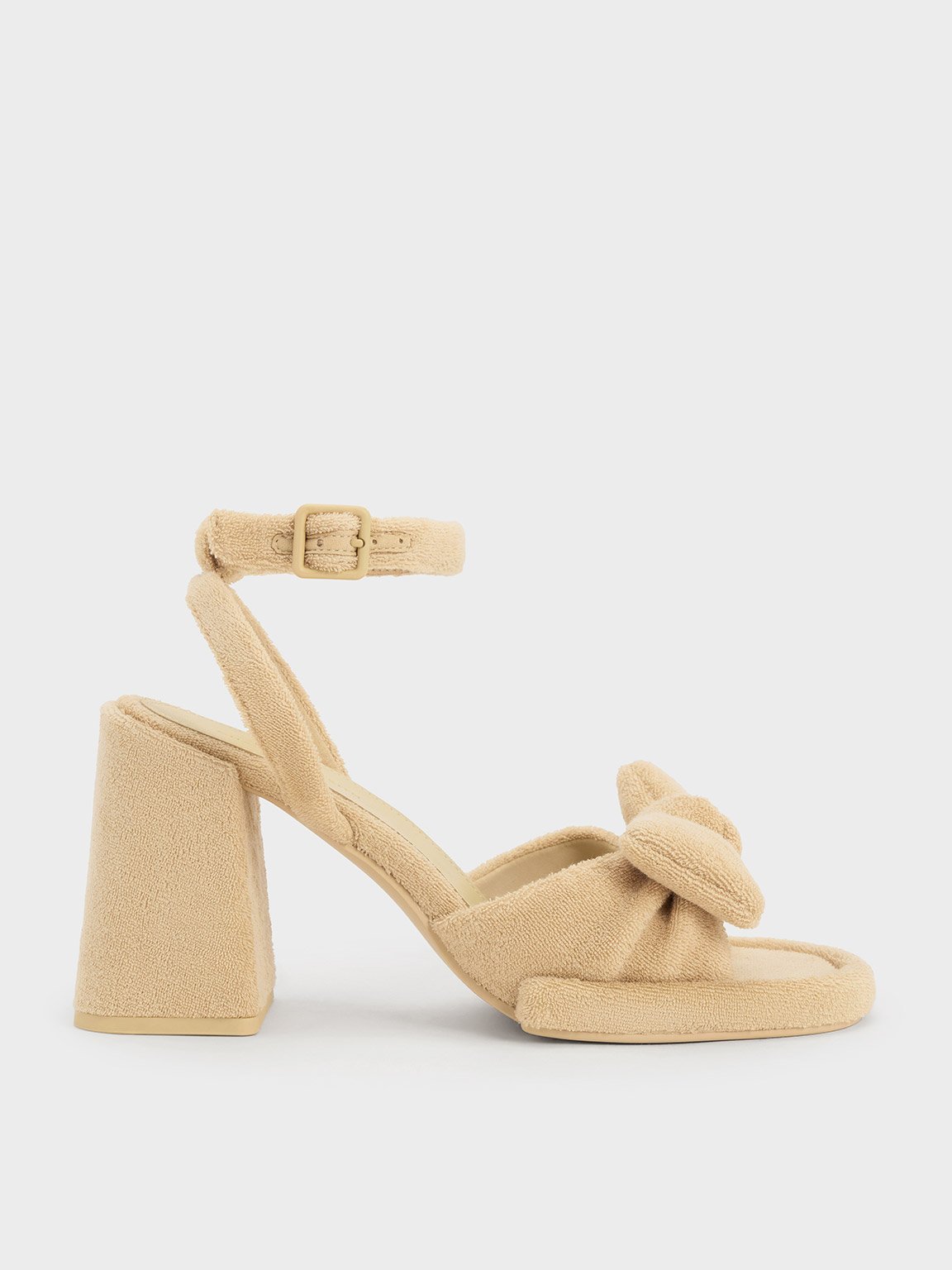 Loey Textured Bow Ankle-Strap Sandals