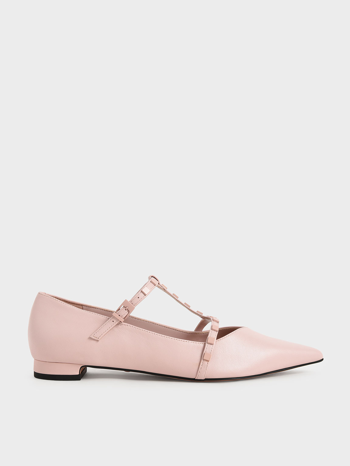 

Leather Embellished Strappy Ballerina Flats