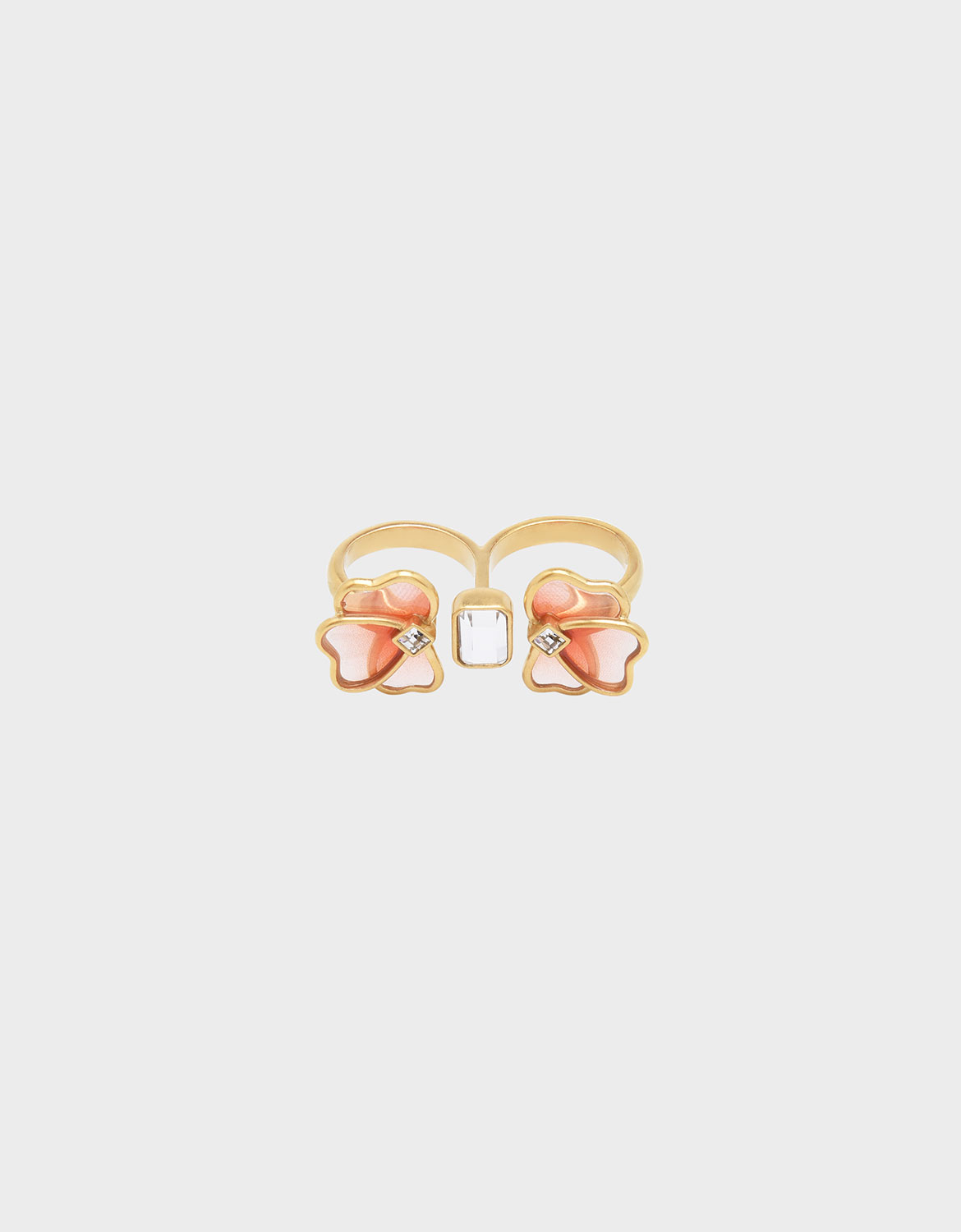 

Crystal & Acrylic Petal Double Ring, Pink