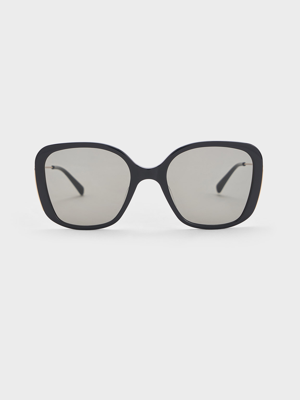 Shop Charles & Keith Recycled Acetate Wide-frame Butterfly Sunglasses In Black