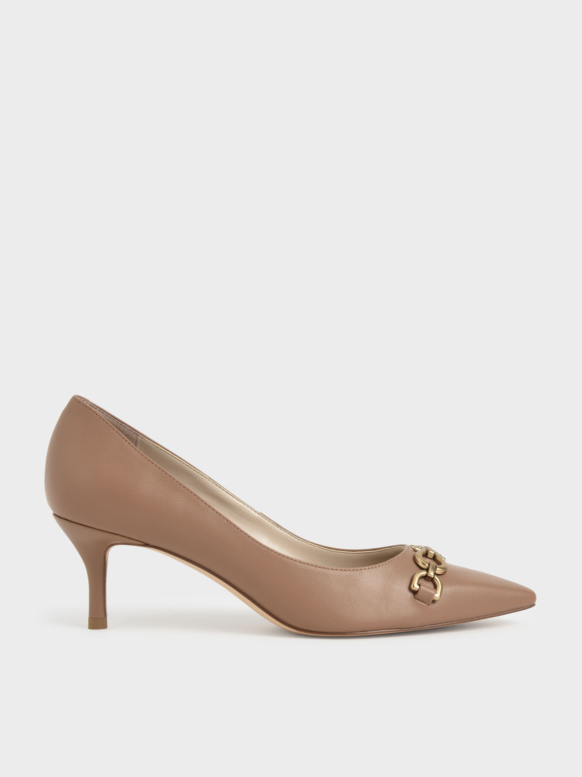 

Chain Link Pointed Toe Pumps, Camel