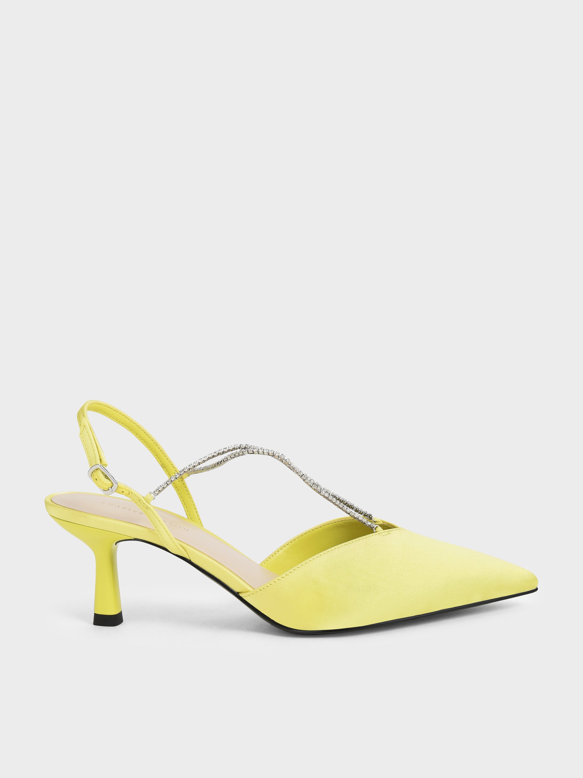 Recycled Polyester Gem-Strap Slingback Pumps