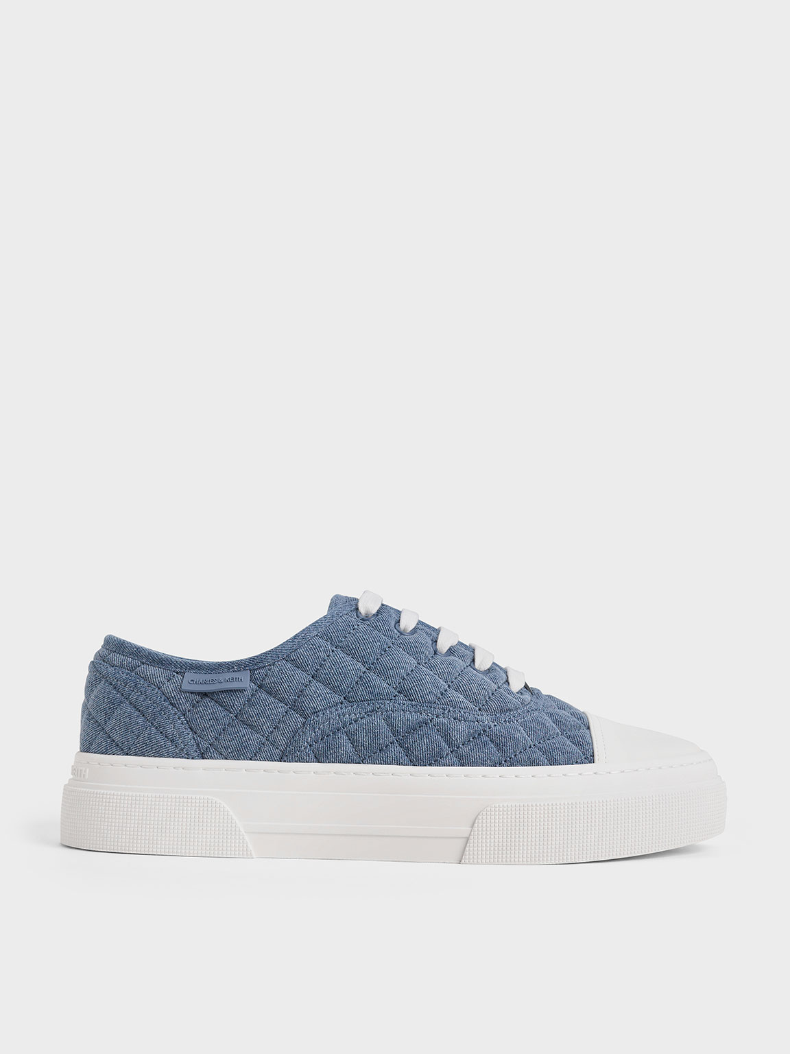Shop Charles & Keith - Joshi Denim Quilted Sneakers In Denim Blue