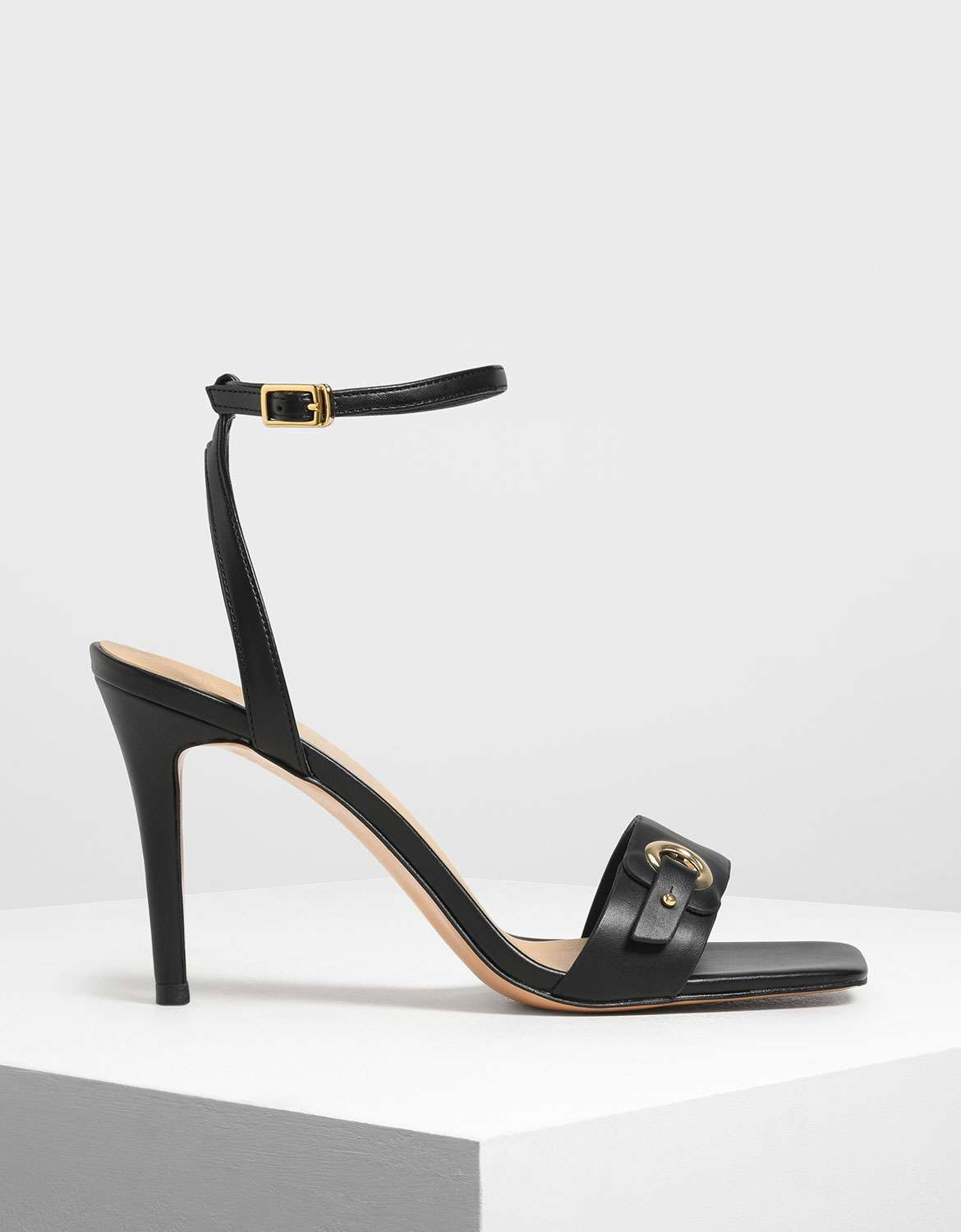 

Gold Eyelet Detail Stiletto Heels, Black