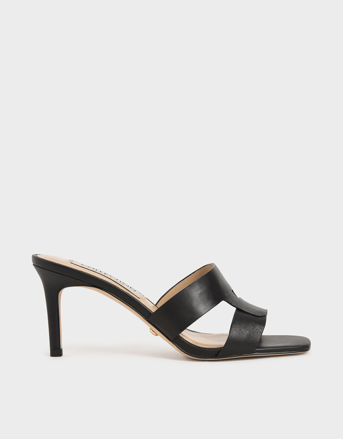 

Leather Cut-Out Stiletto Mules, Black