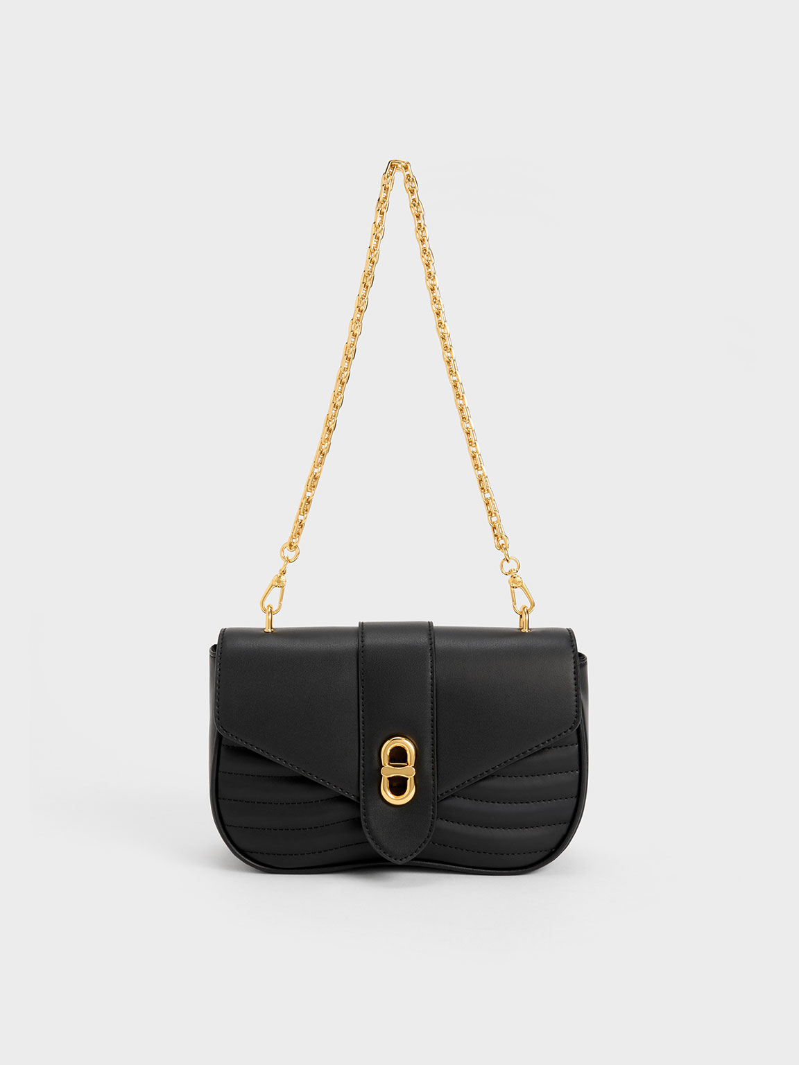 Shop Charles & Keith Aubrielle Panelled Crossbody Bag In Black