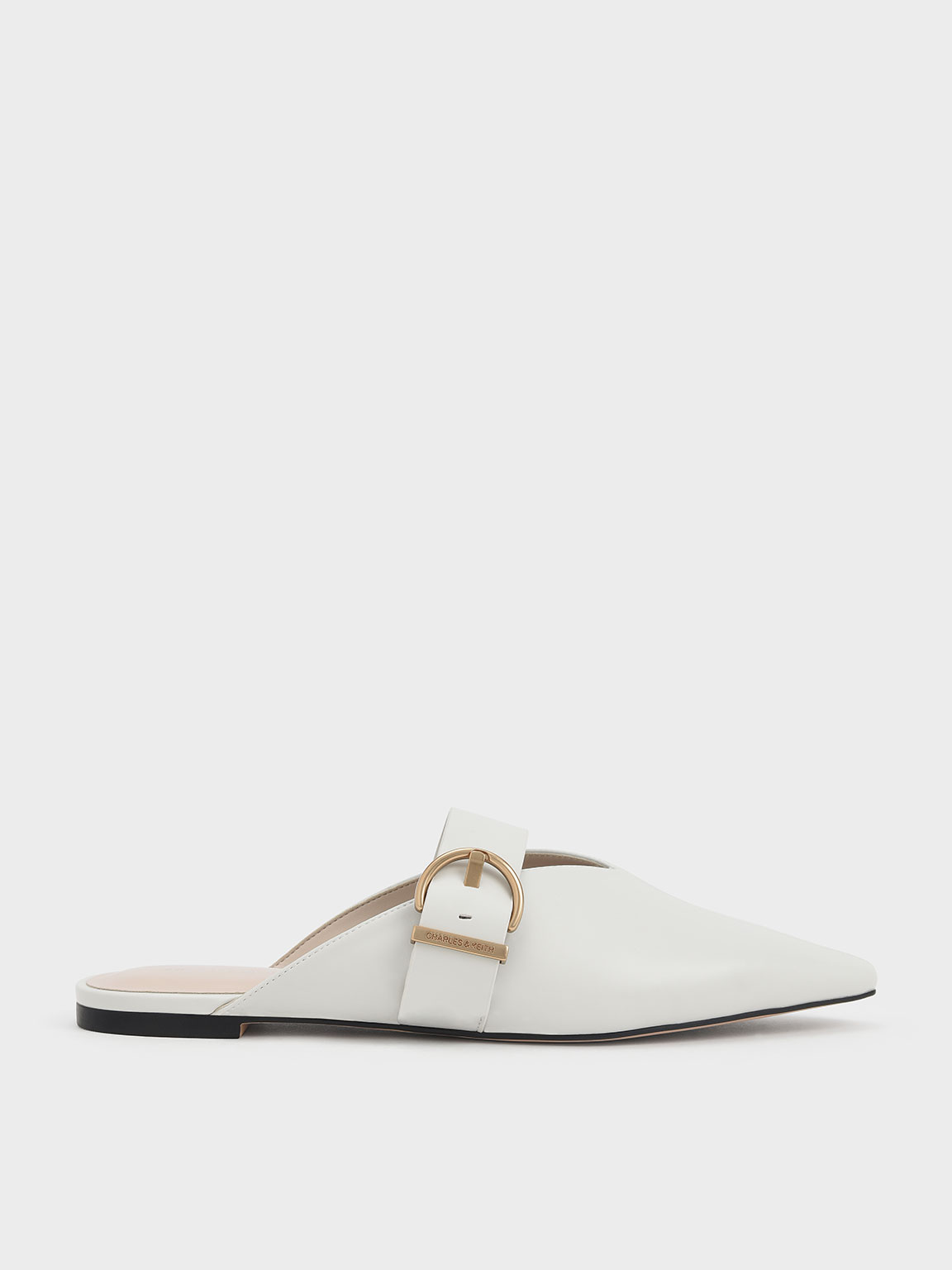 

V-Cut Buckled Flat Mules