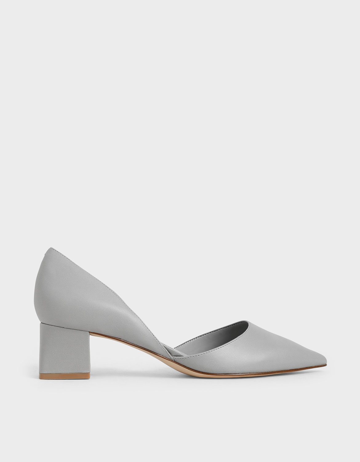 

D'Orsay Block Heel Pumps, Grey