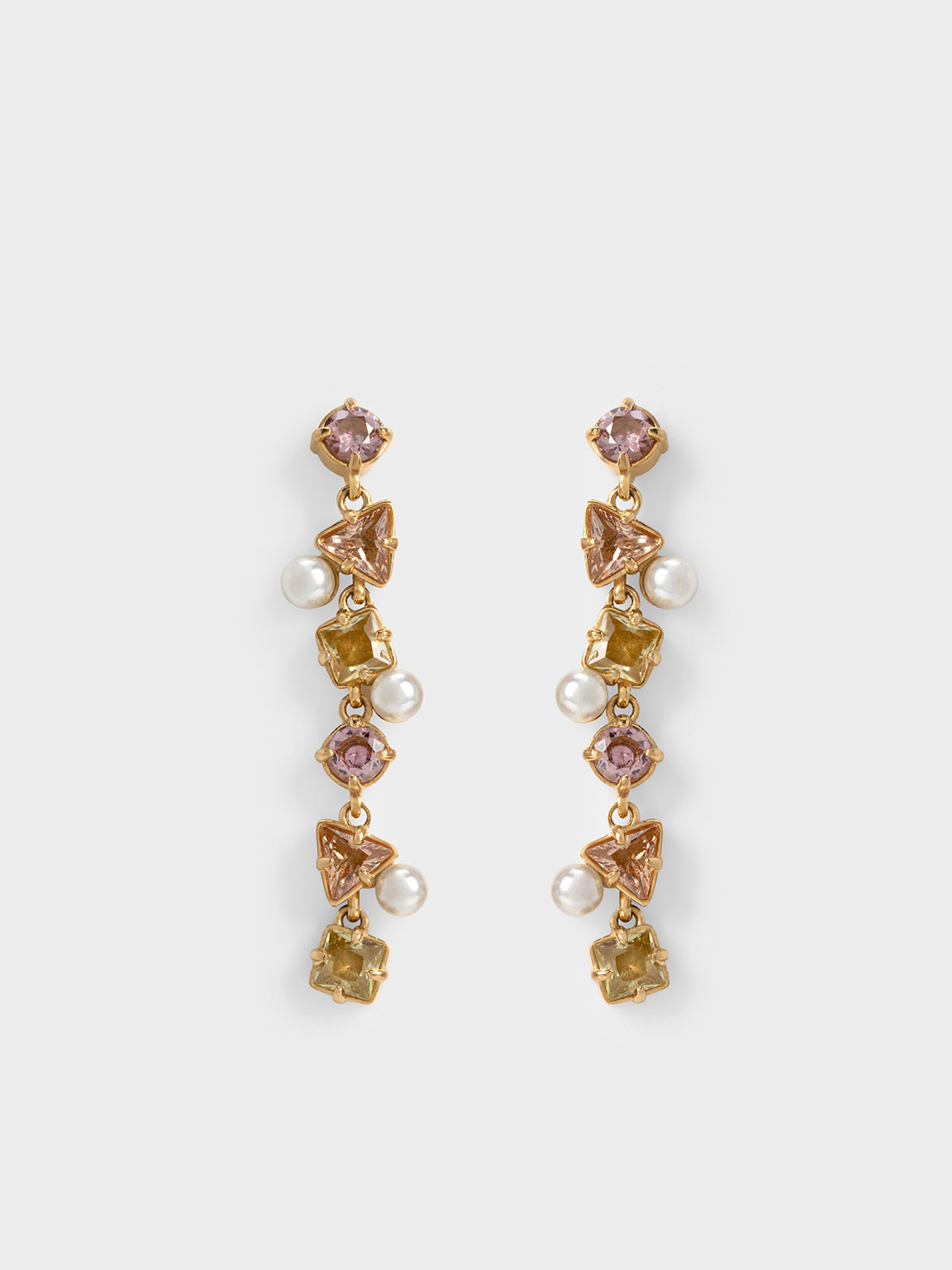 Pearl & Crystal-Embellished Drop Earrings