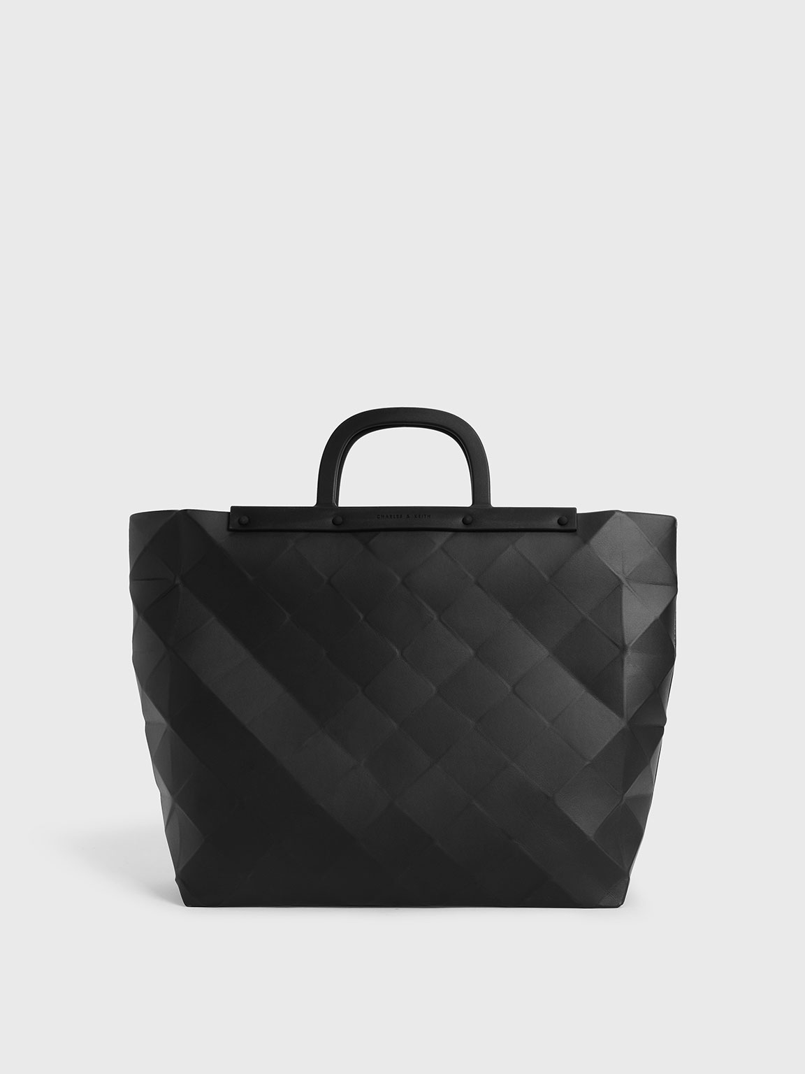 

Double Handle Large Geometric Tote, Black