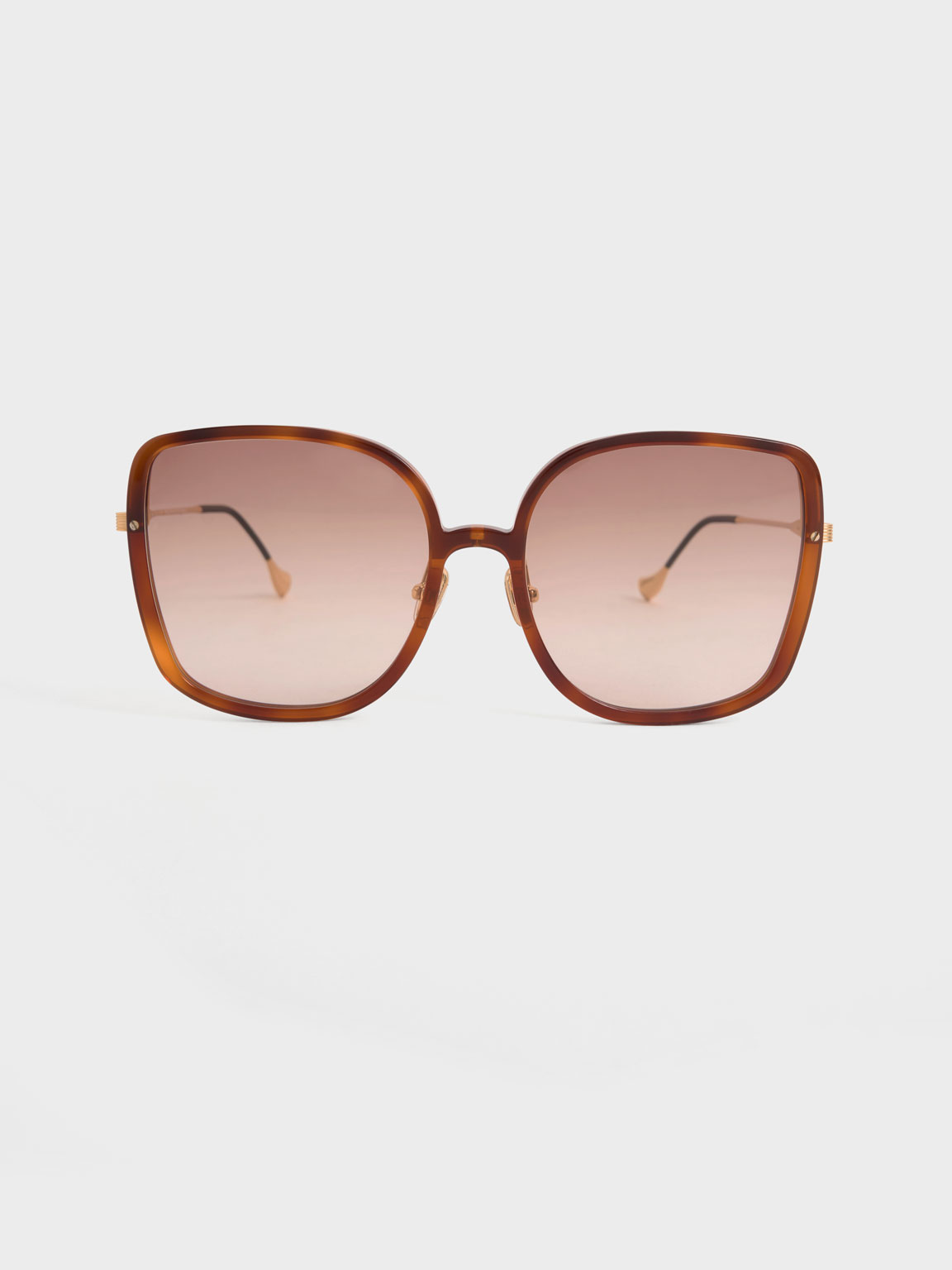 Charles & Keith Recycled Acetate Oversized Square Sunglasses In T. Shell