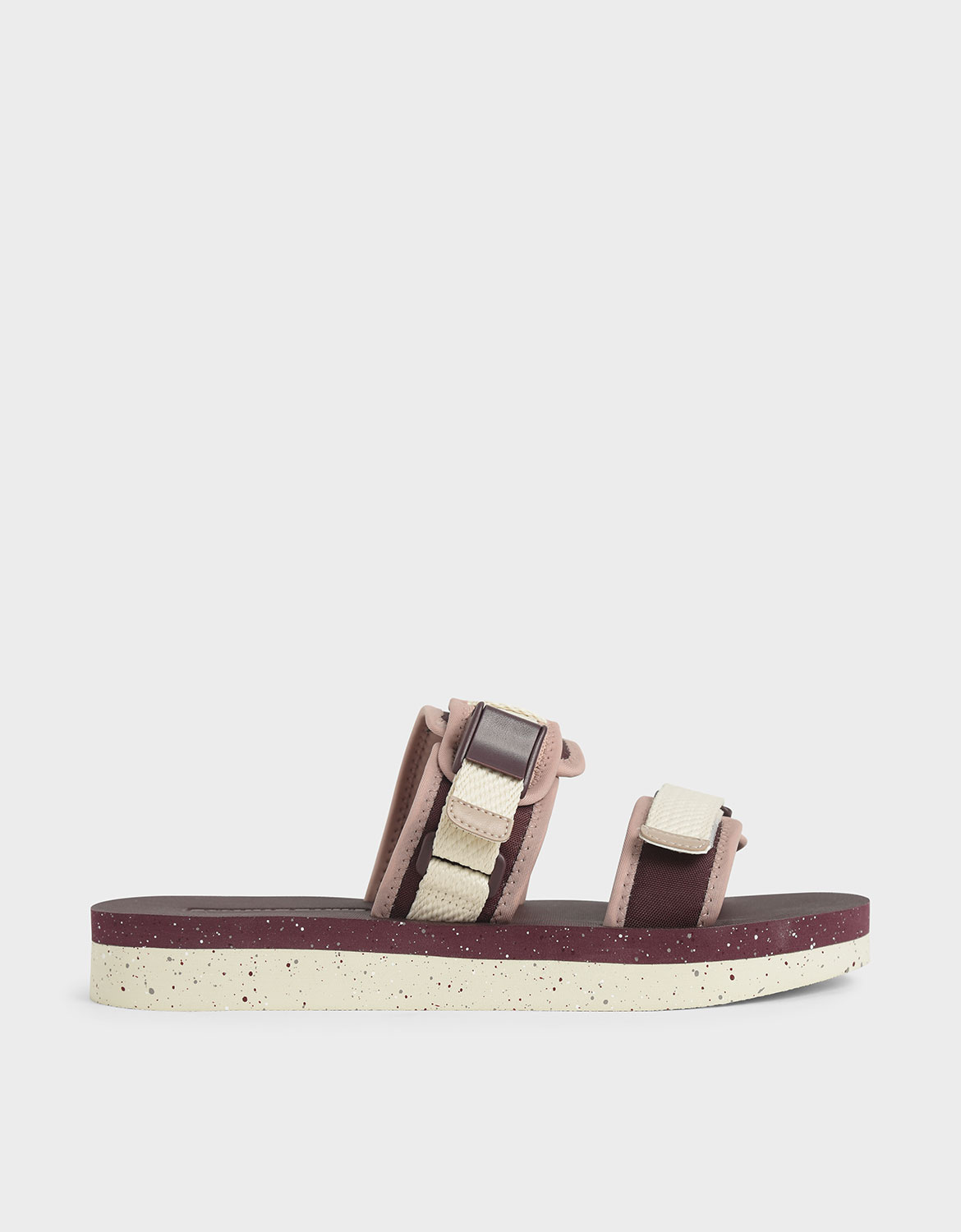 

Velcro Strap Flatforms, Burgundy