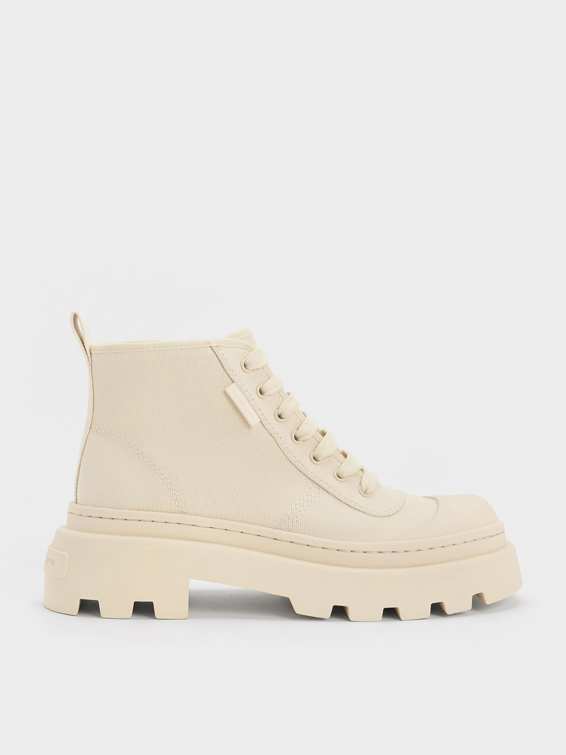 Charles & Keith Canvas High-top Sneakers In Chalk