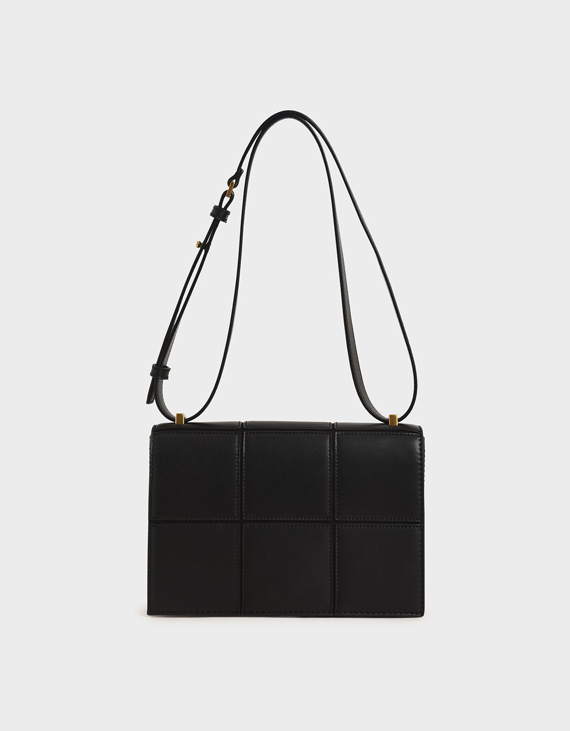 

Textured Panelled Shoulder Bag, Black