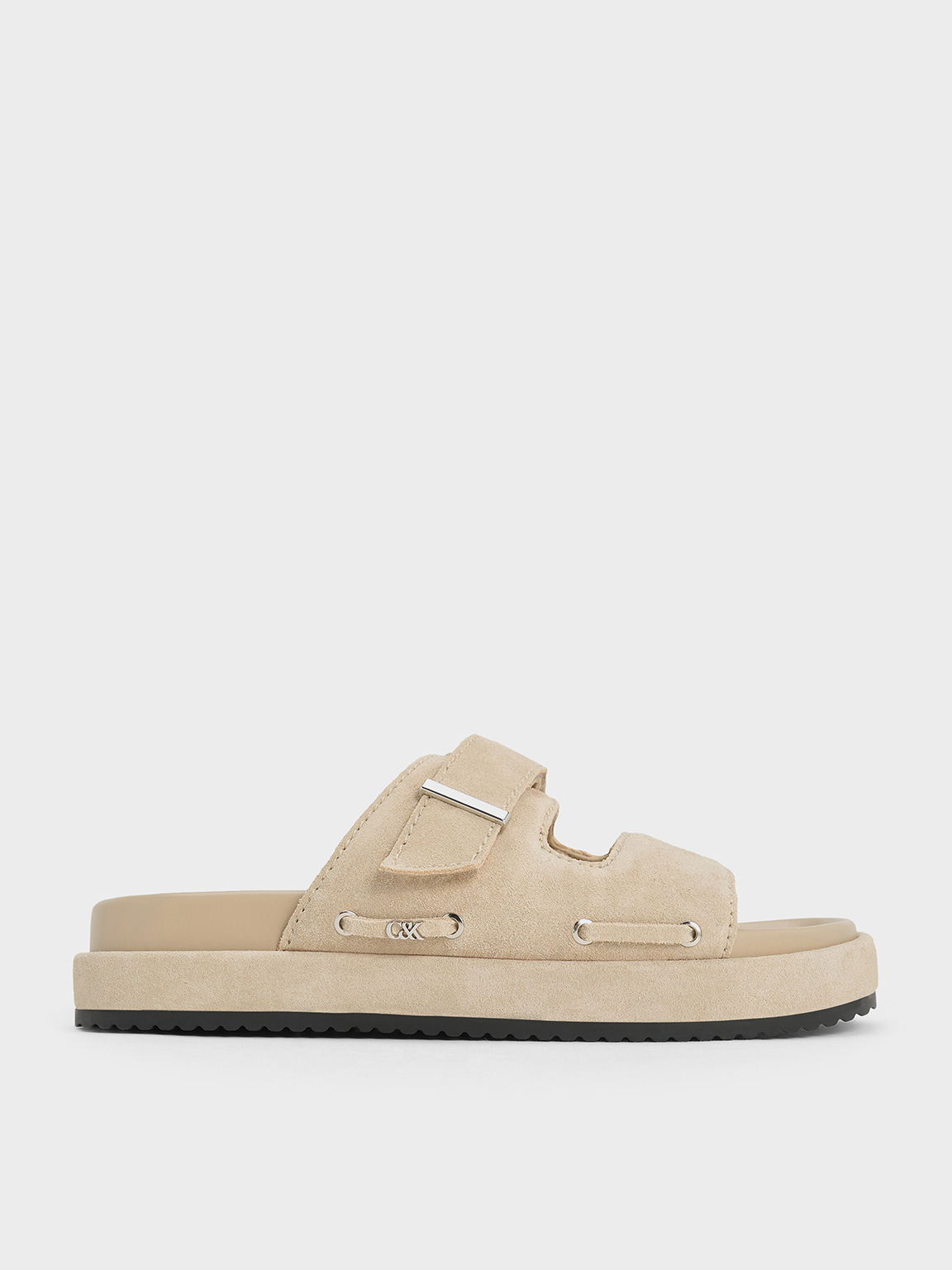 Charles & Keith - Kori Suede Slide Sandals In Beige