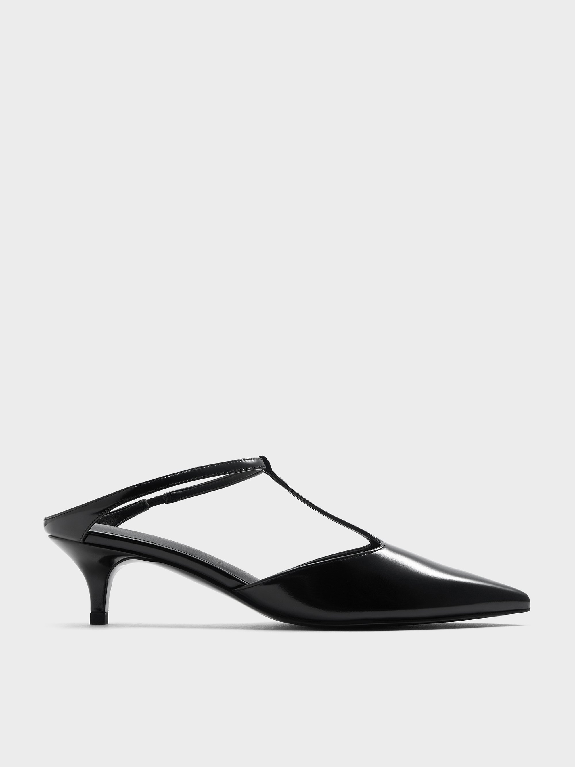 Charles & Keith - T-Bar Pointed-Toe Kitten-Heel Mules