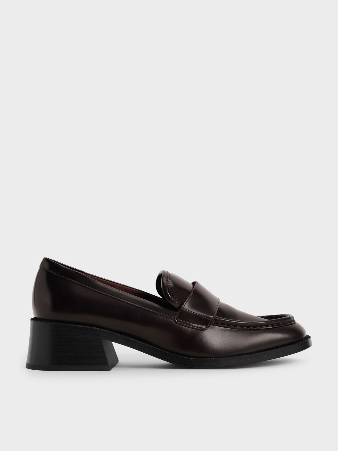 

Block Heel Penny Loafers, Burgundy
