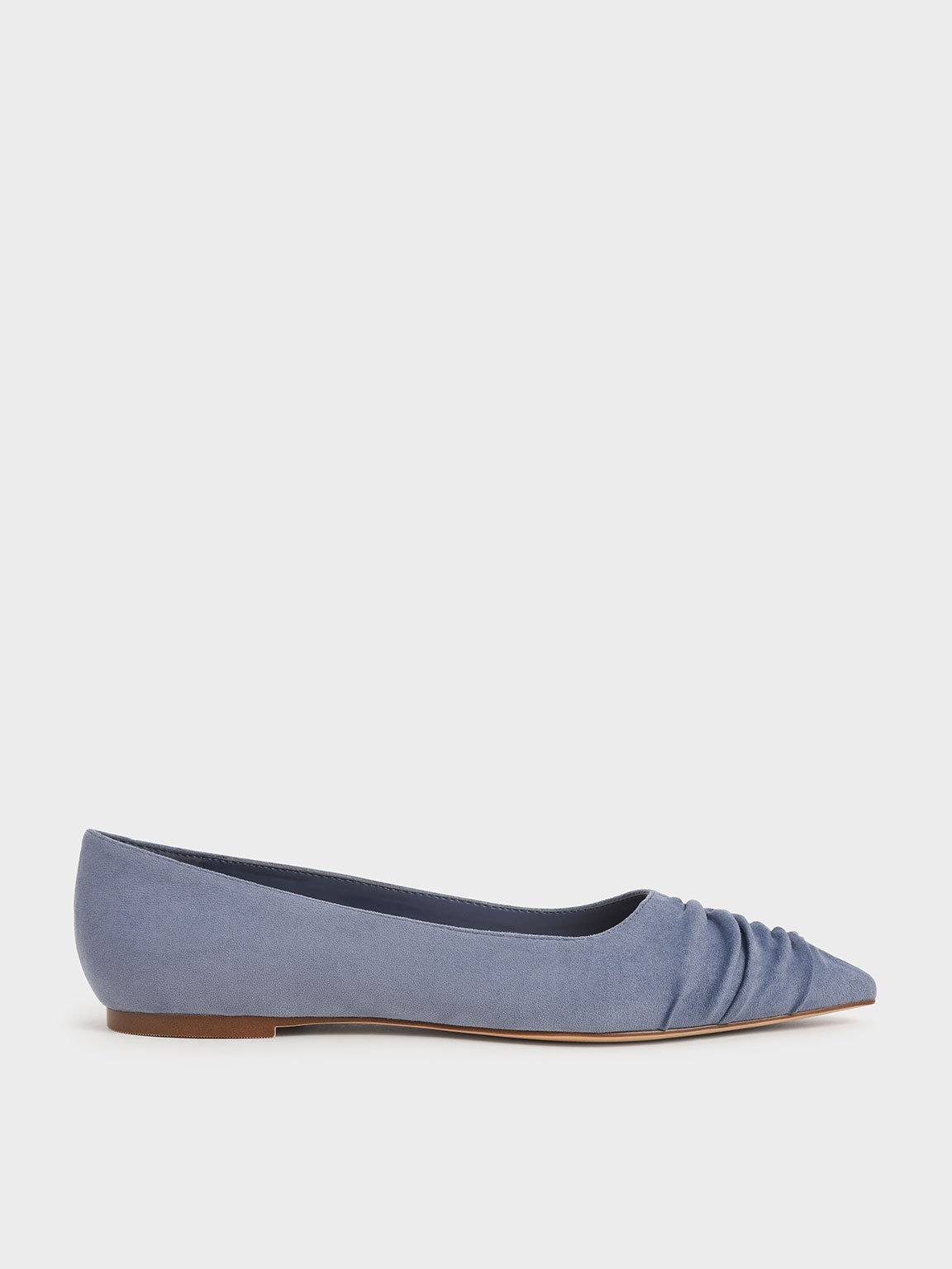 

Textured Ruched Ballet Pumps, Blue