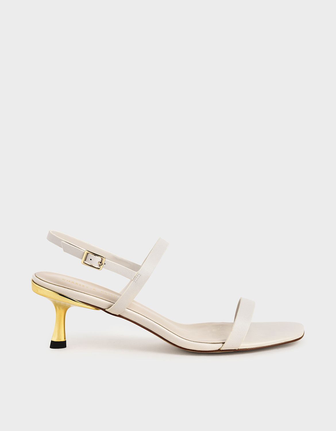 

Metallic Ankle Strap Sandals, Chalk