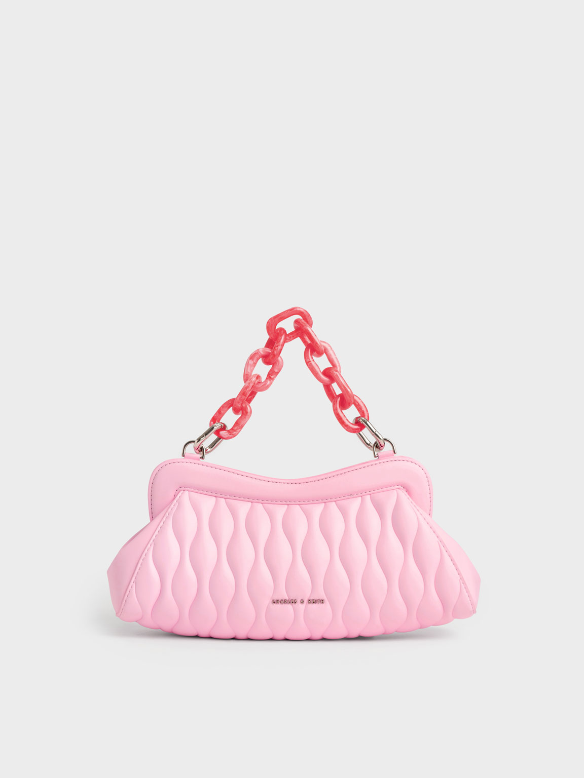 Charles & Keith Iva Acrylic Handle Clutch In Pink