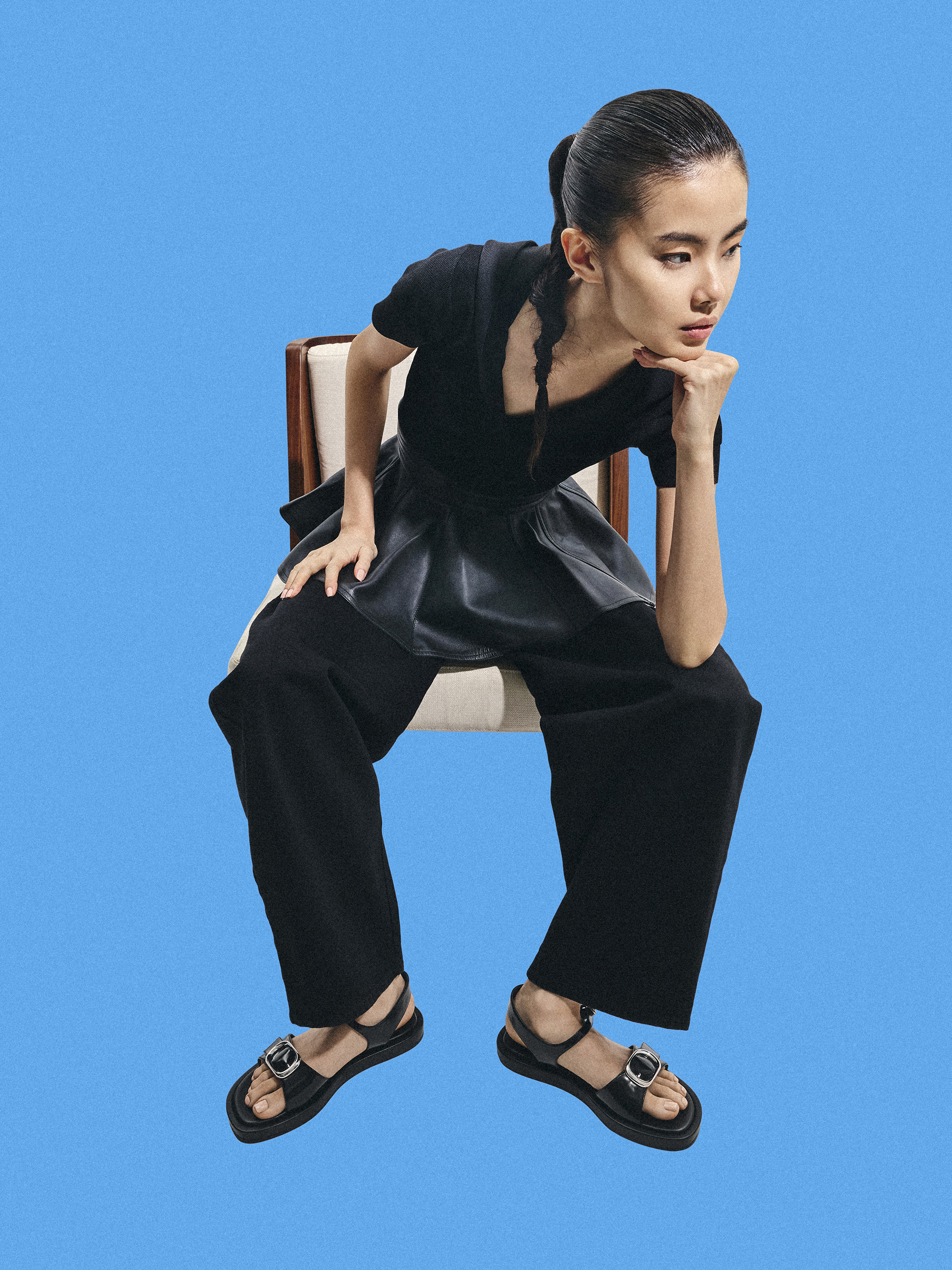 Buckled Slingback Sandals, Black Box, hi-res