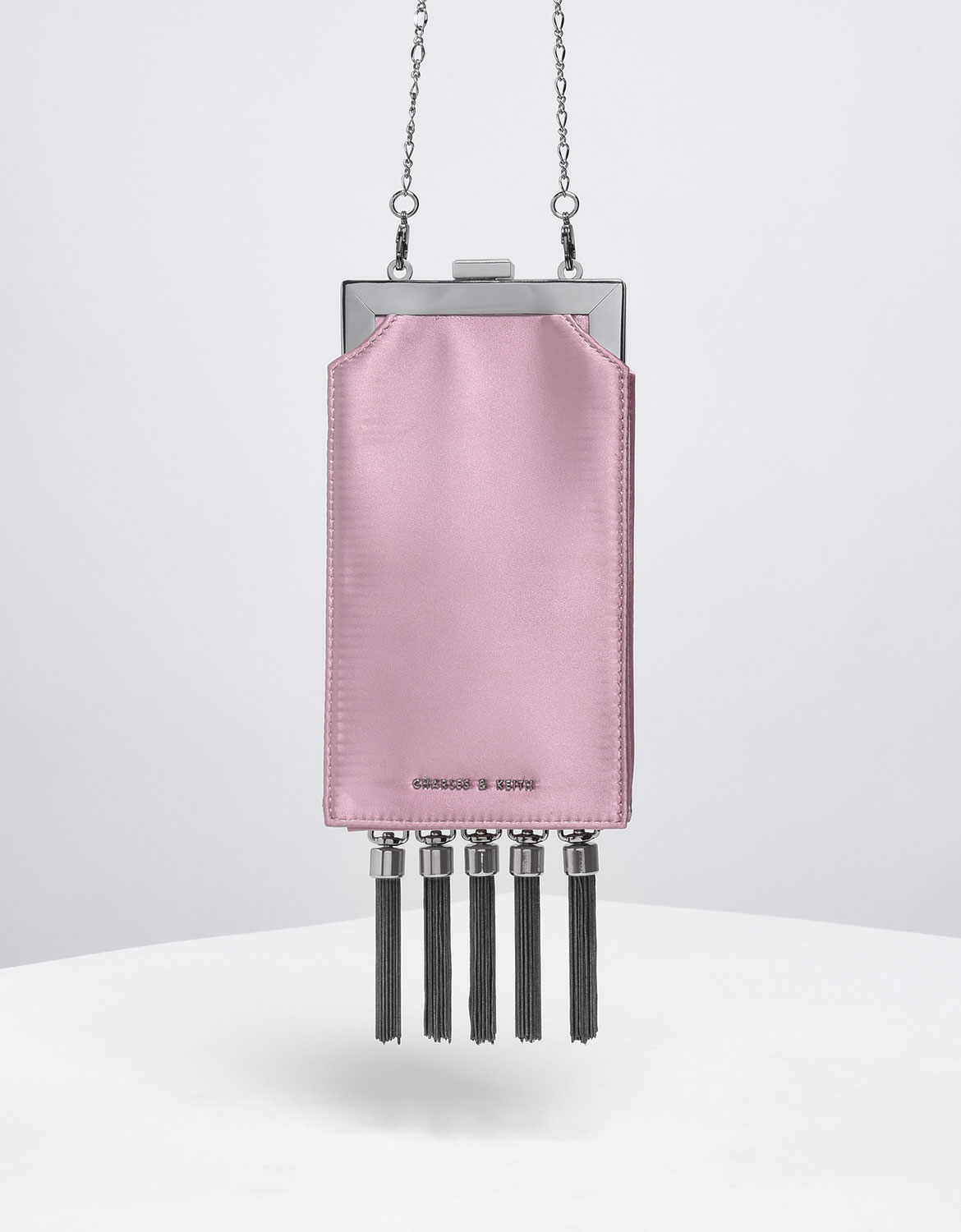 

Satin Tassel Clutch, Pink