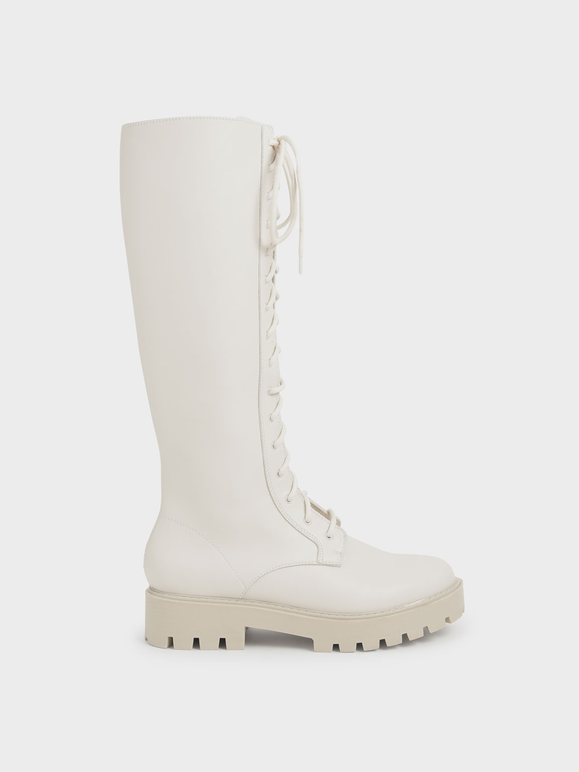 

Lace-Up Knee-High Boots, Chalk