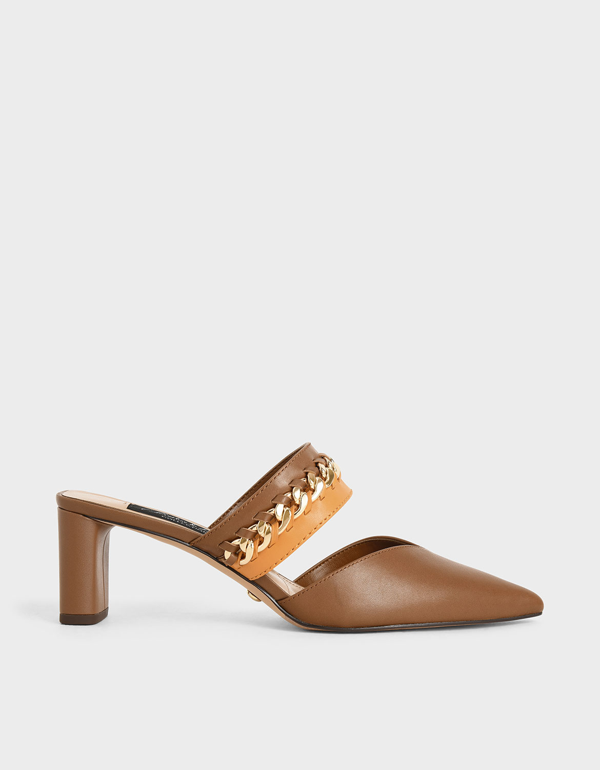 

Leather Chain-Link Mules, Multi