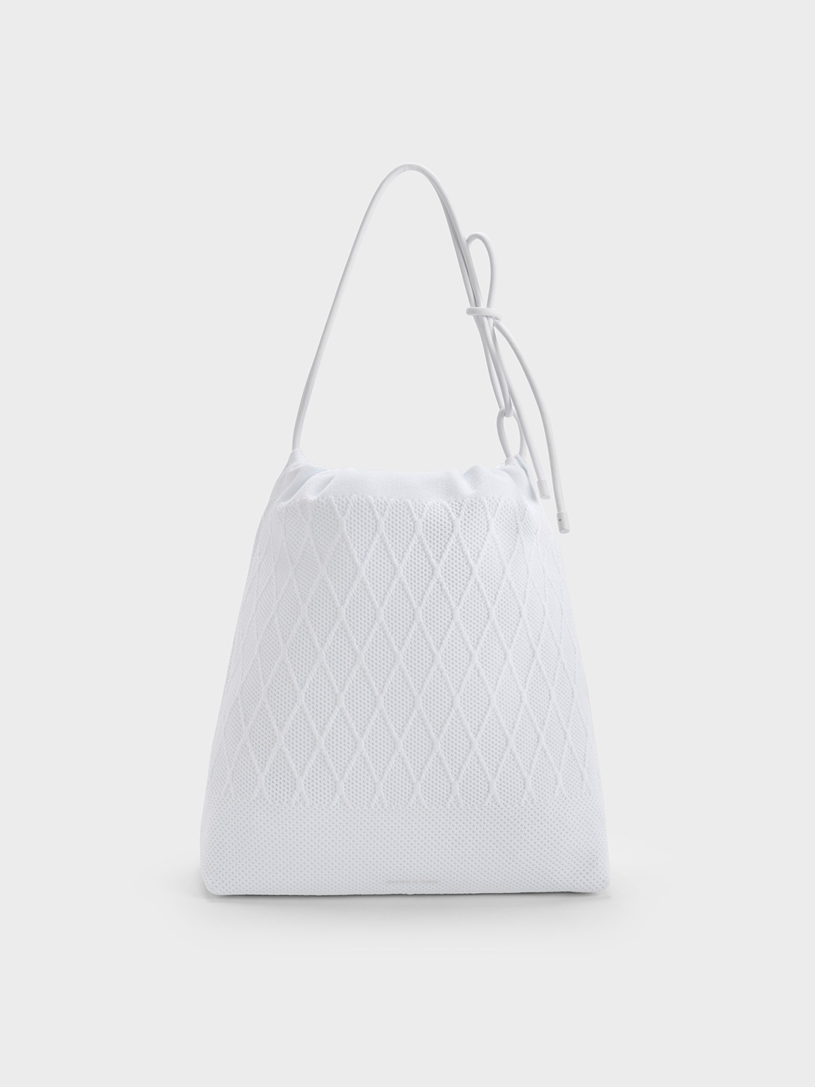Charles & Keith Genoa Bow-tie Knitted Bag In White