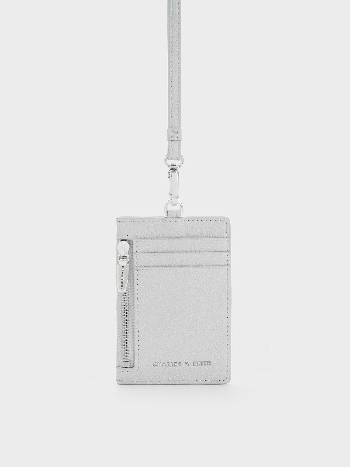 Charles & Keith Side Zip Cardholder In Light Grey