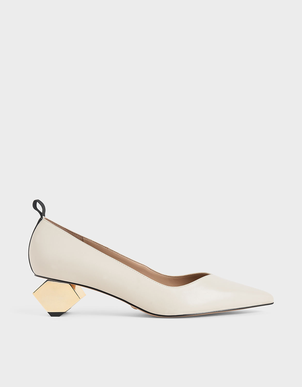 

Leather Sculptural Heel Pumps, Chalk