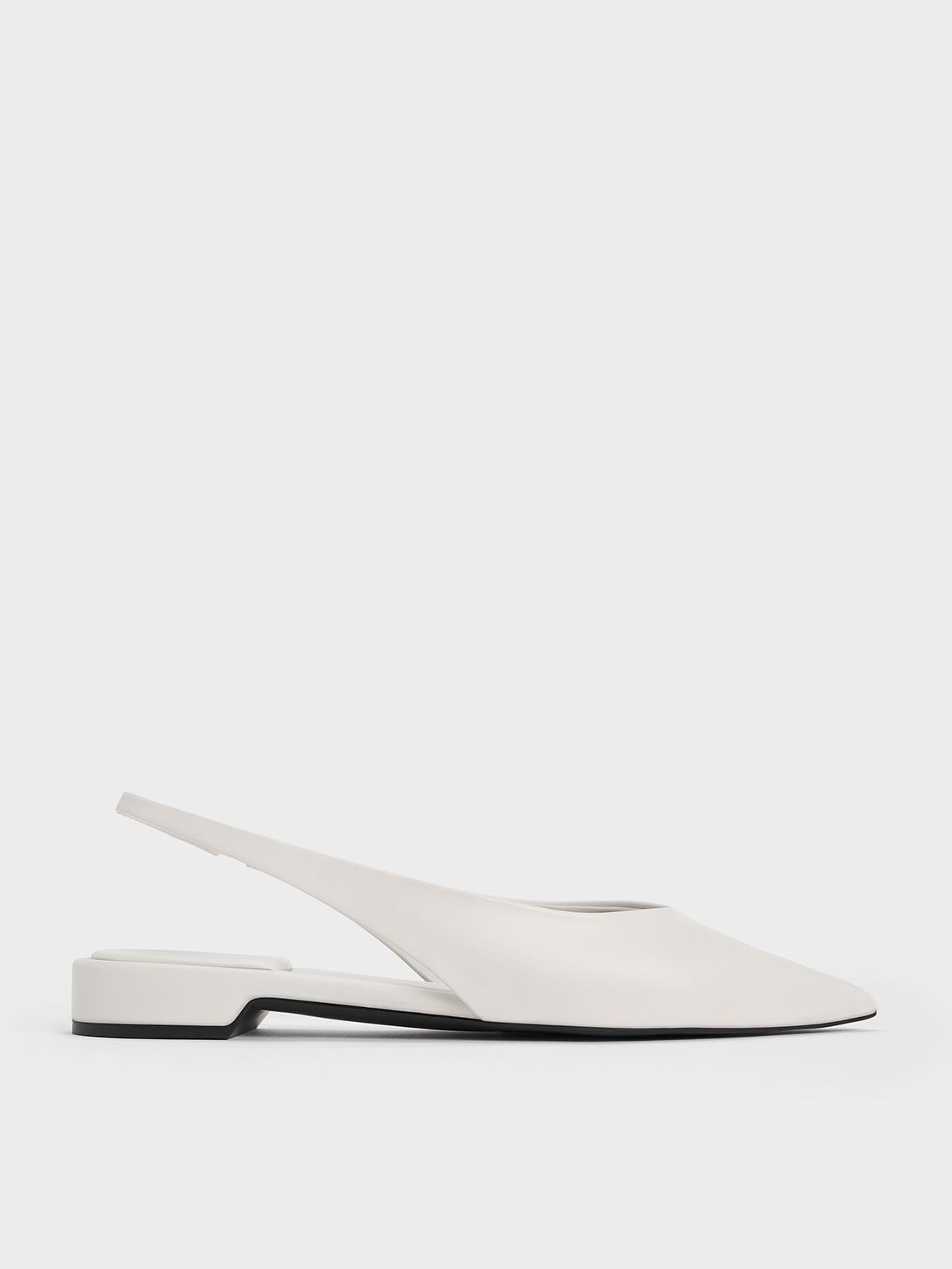 Charles & Keith - Pointed-Toe High-Vamp Slingback Flats