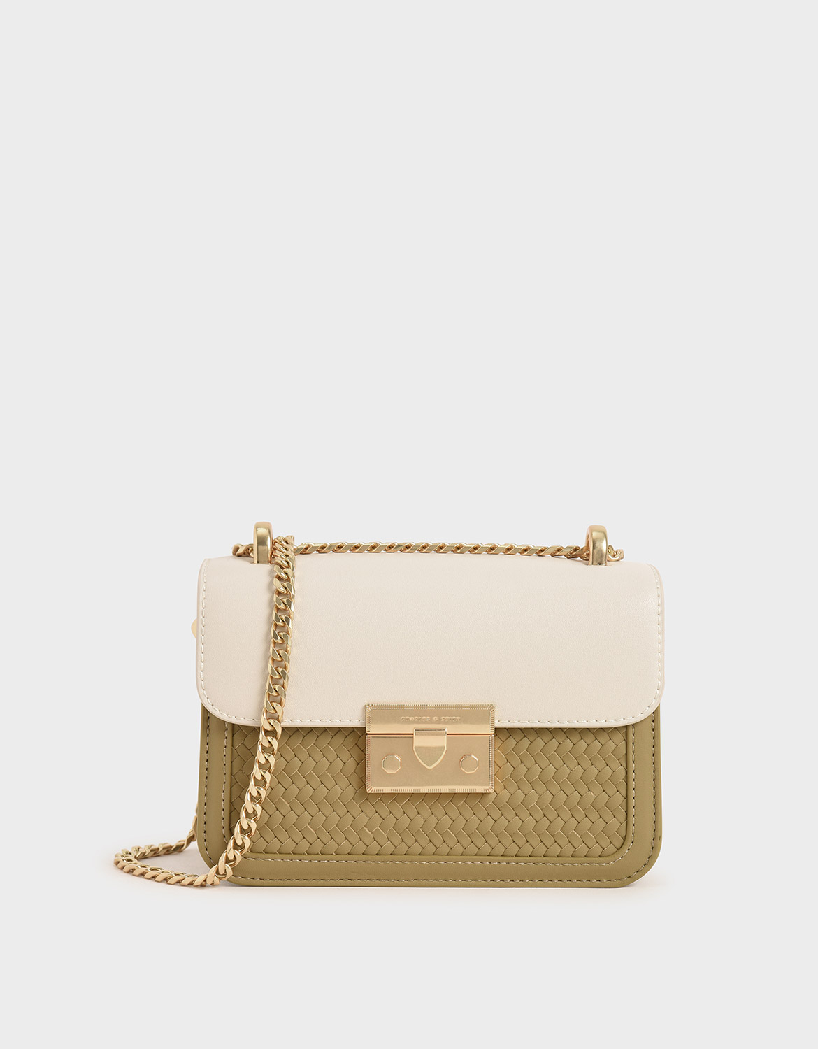 

Hong Kong Exclusive: Woven Push-Lock Crossbody Bag, Sage green