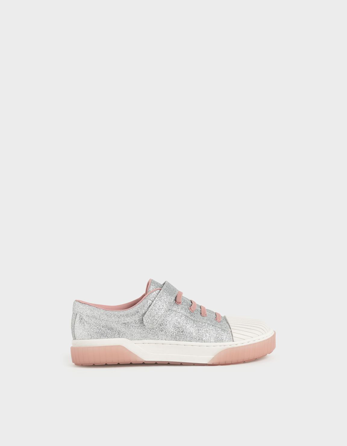 

Girls' Glitter Platform Sneakers, Silver