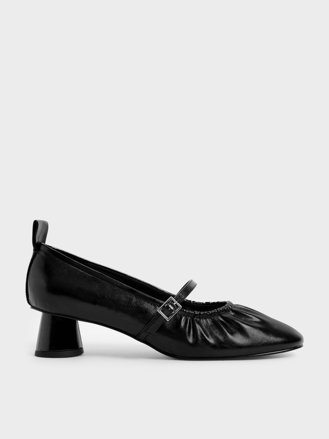 

Ruched Mary Jane Pumps, Black