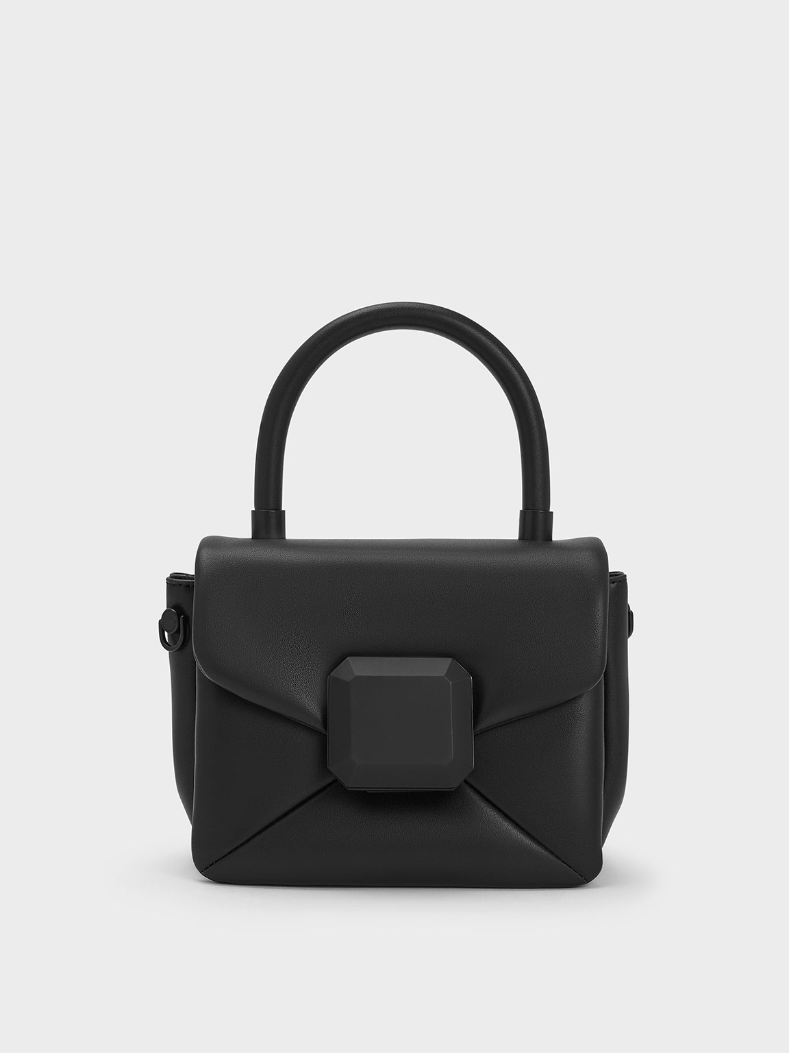 Geometric Push-Lock Top Handle Bag