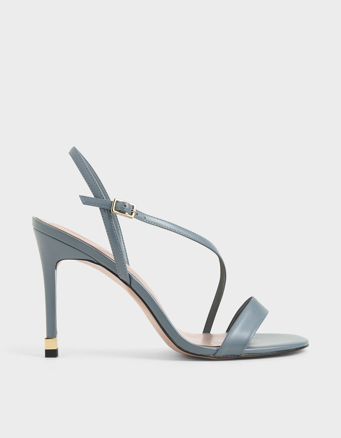 

Asymmetric Strap Slingback Heels, Blue