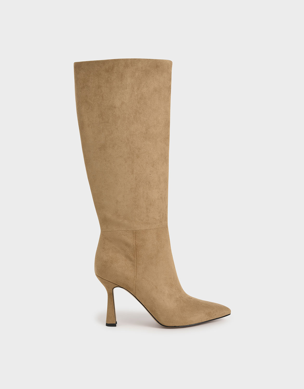 

Textured Sculptural Heel Knee High Boots, Camel