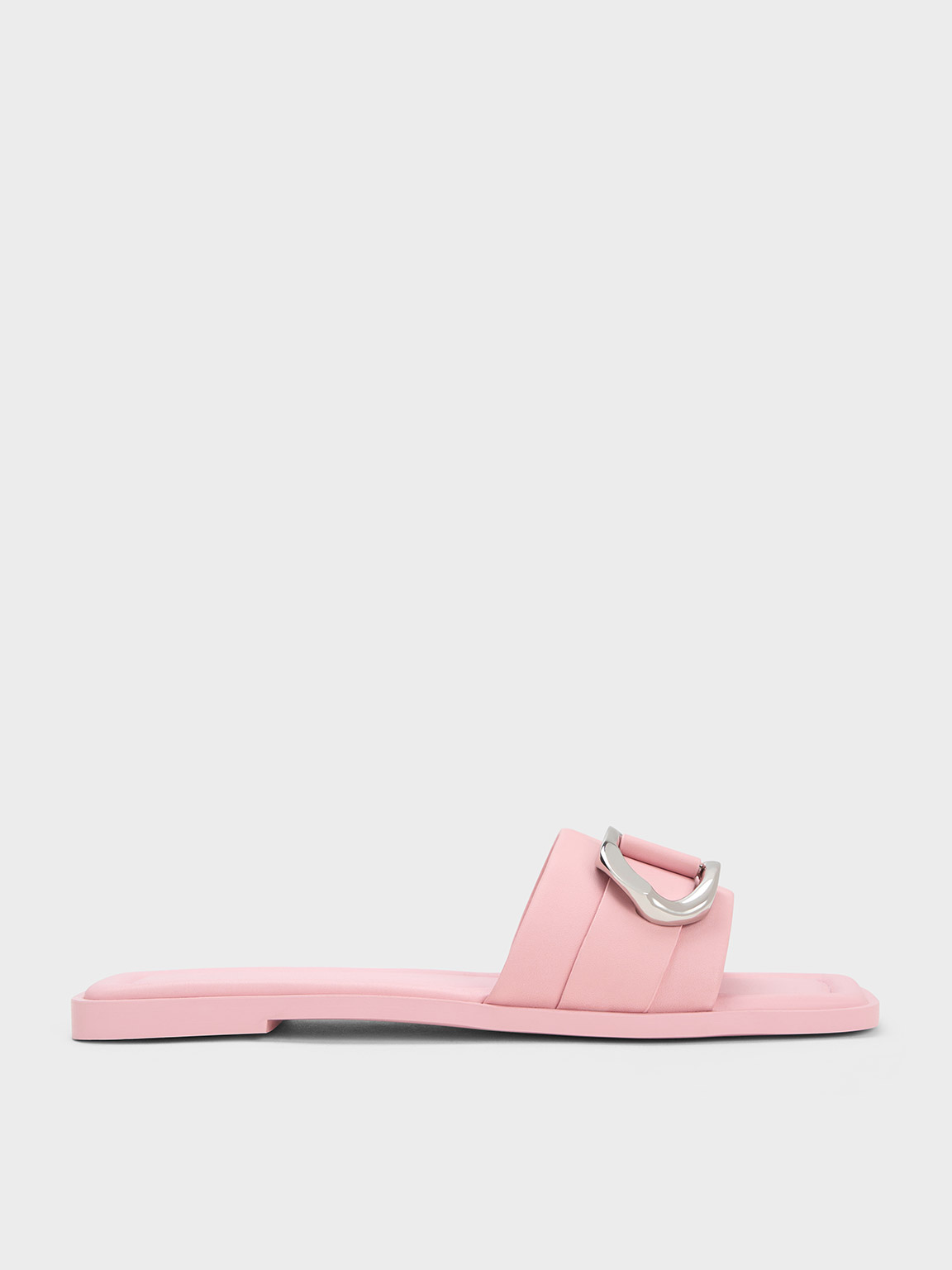 Charles & Keith Gabine Leather Slide Sandals In Pink