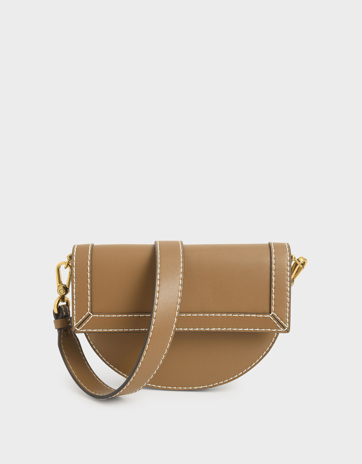 

Front Flap Semi-Circle Crossbody Bag, Camel