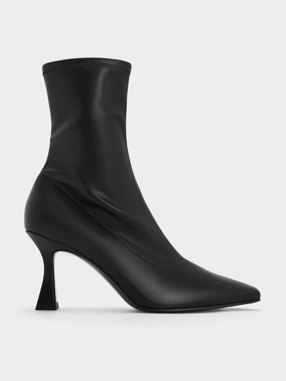 Charles & Keith - Elongated Square-toe Ankle Boots In Black
