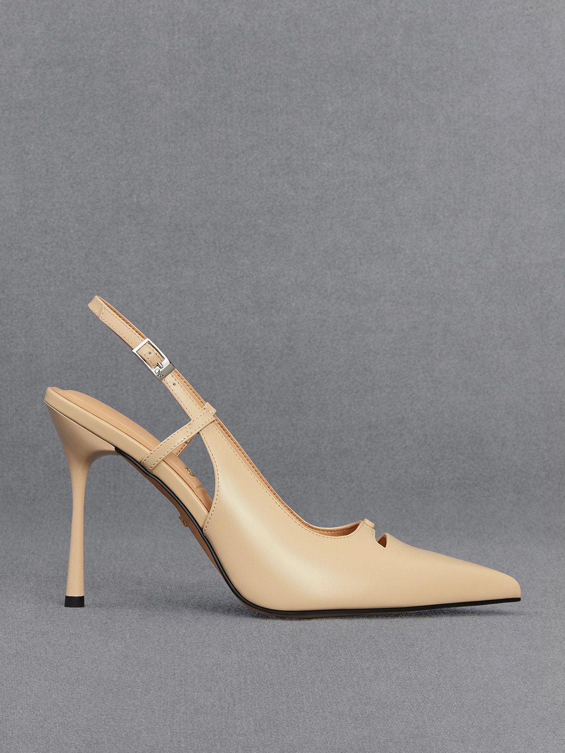 Leather Pointed-Toe Slingback Pumps