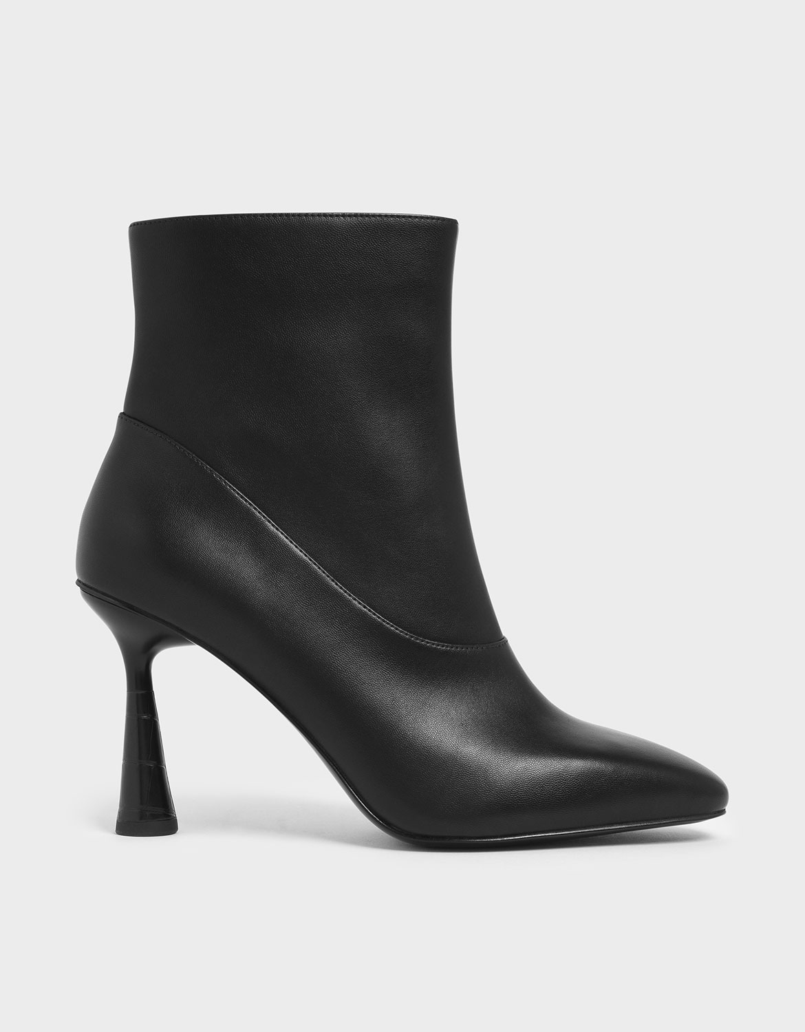 

Croc-Effect Sculptural Heel Ankle Boots, Black