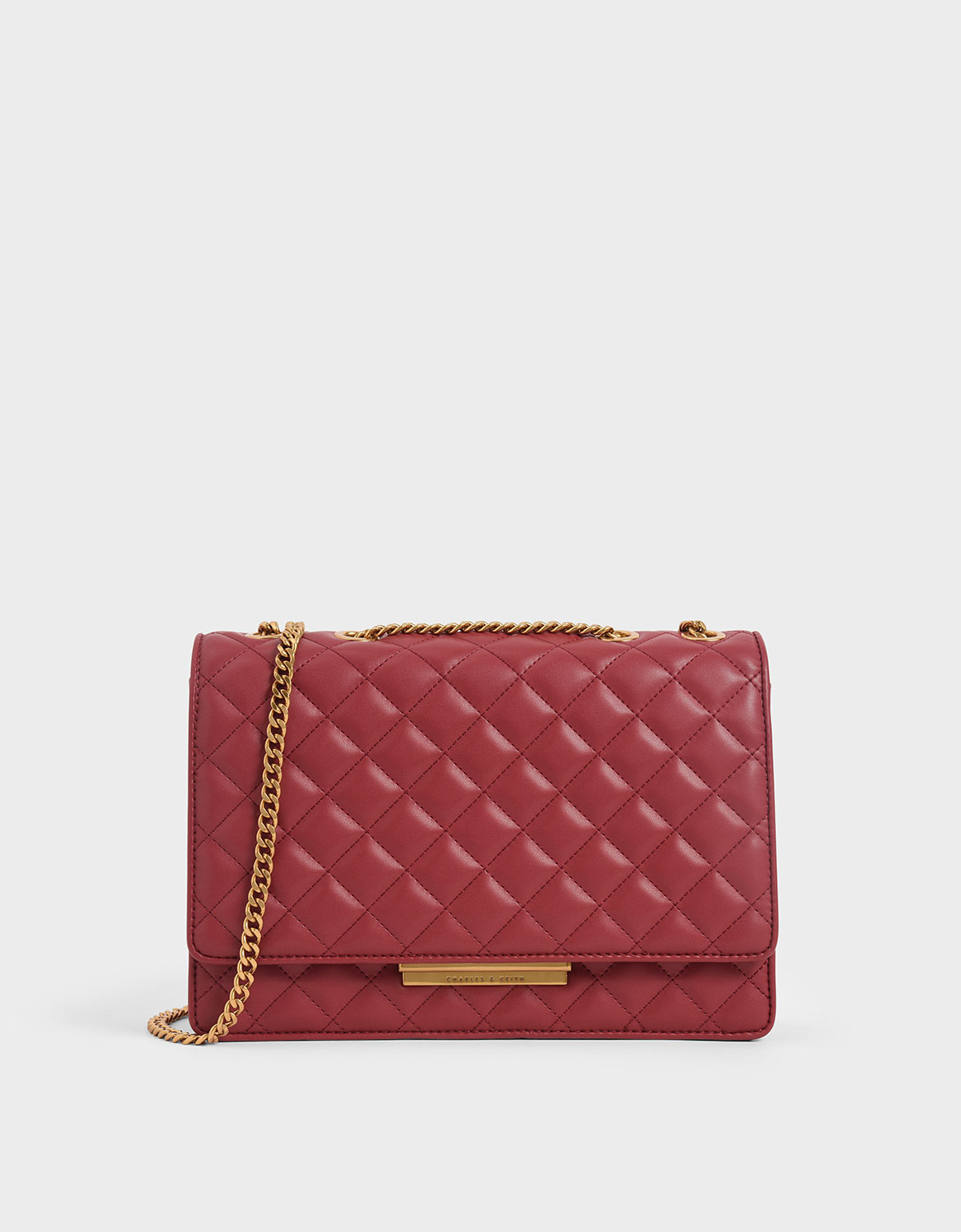 

Quilted Chain Strap Shoulder Bag, Red